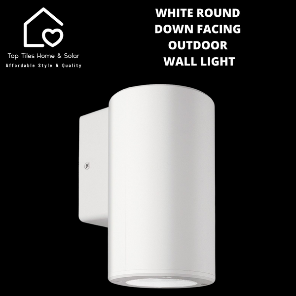 White Round Down Facing Outdoor Wall Light