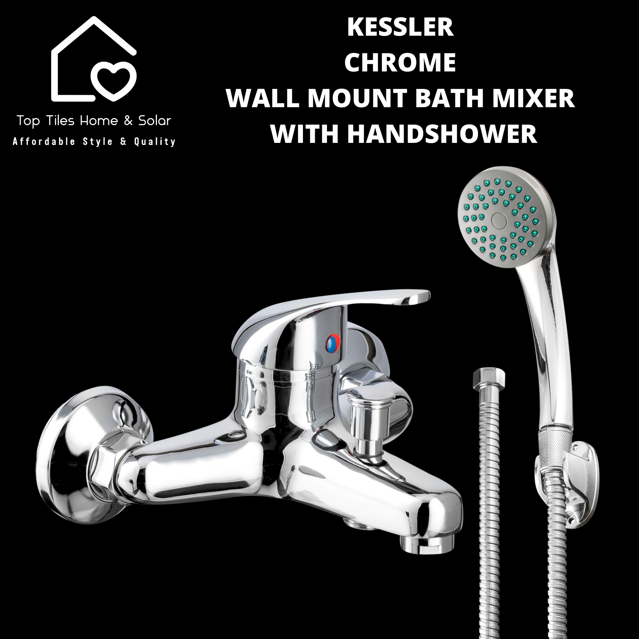 Kessler Chrome Wall Mount Bath Mixer With Handshower