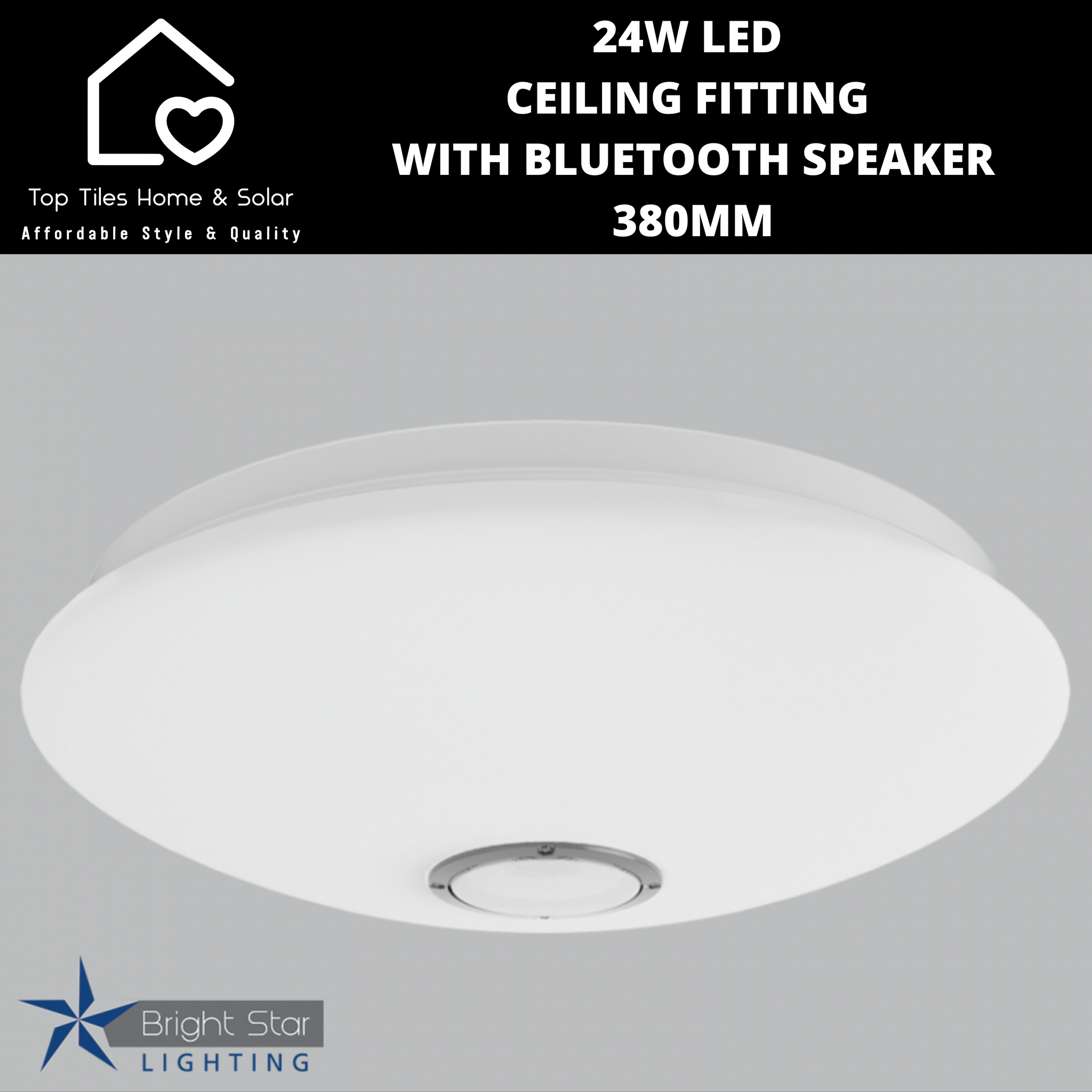 24W LED Ceiling Fitting With Bluetooth Speaker 380mm Top Tiles