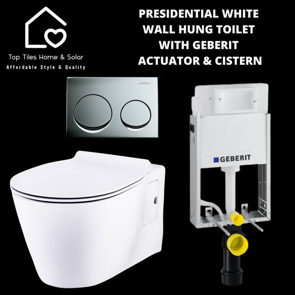 Presidential White Wall Hung Toilet With Geberit Actuator & Cistern