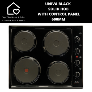 Univa Black Solid Hob with Control Panel - 600mm