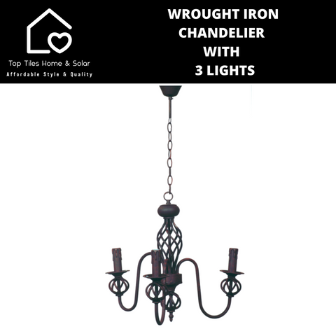 Wrought Iron Chandelier with - 3 Lights