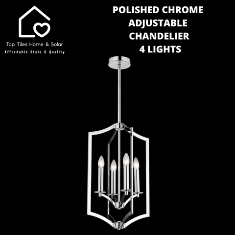 Polished Chrome Adjustable Chandelier - 4 Lights