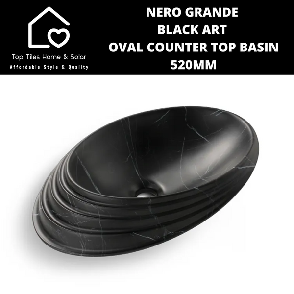 Nero Grande Black Art Oval Counter Top Basin - 520mm