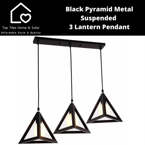 Black Pyramid Metal Suspended 3 Lantern Pendant