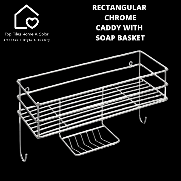 Rectangular Chrome Caddy With Soap Basket