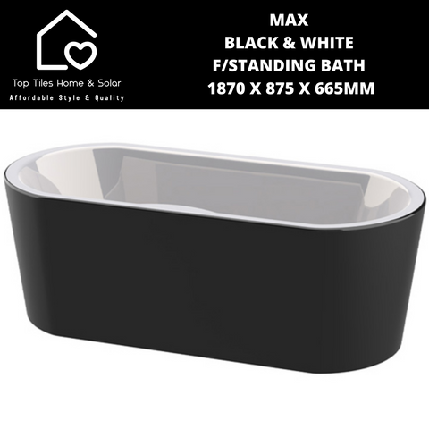 Max Black & White F/Standing Bath 1870 x 875 x 665mm