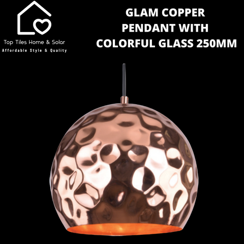 Glam Copper Pendant with Colorful Glass - 250mm