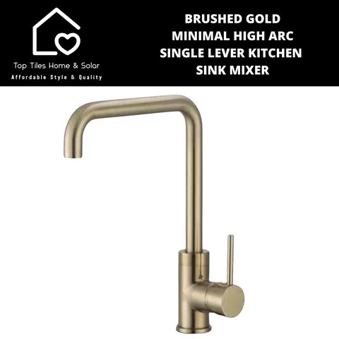 Brushed Gold Minimal High Arc Single Lever Kitchen Sink Mixer