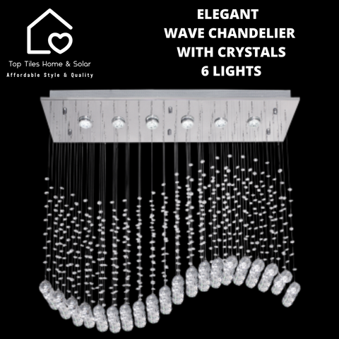 Elegant Wave Chandelier With Crystals - 6 Lights