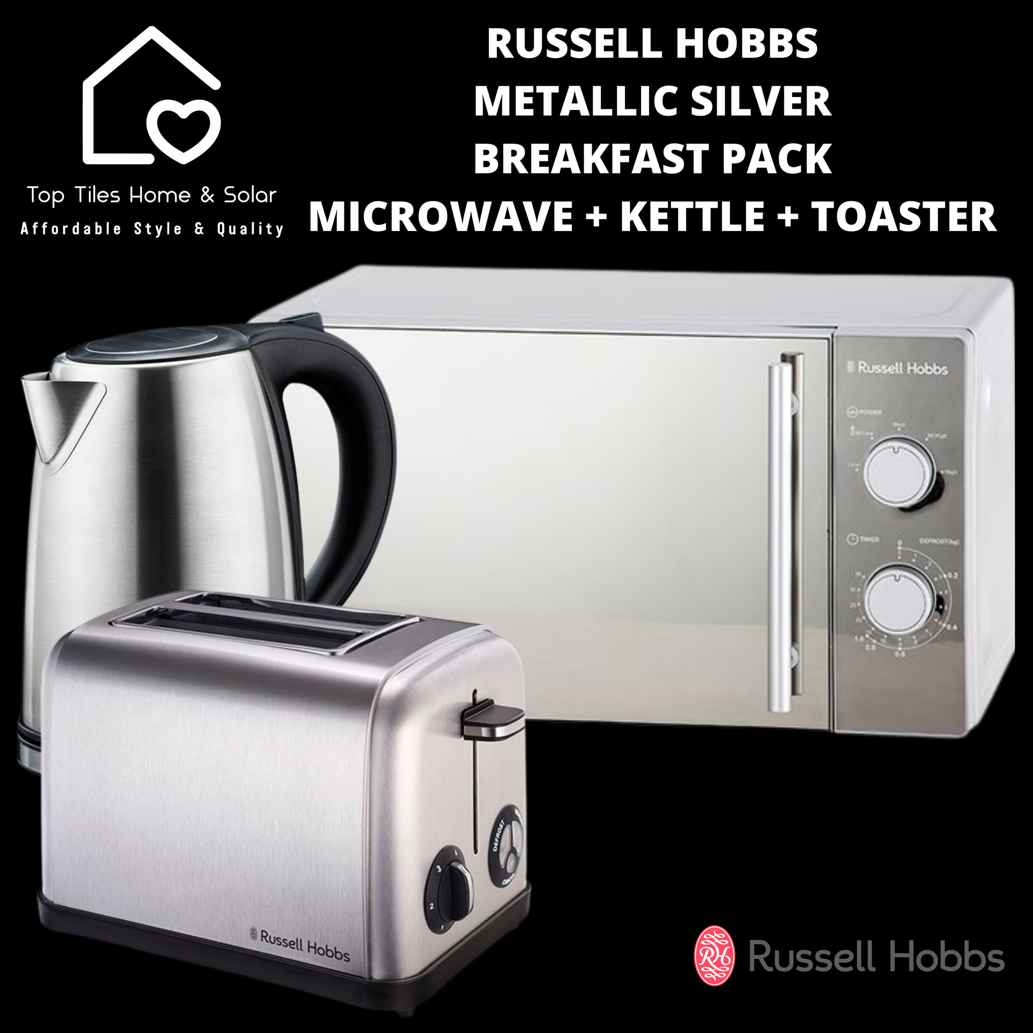 Microwave Kettle Toaster Set 4 Slot Black Russell Hobbs Cheap