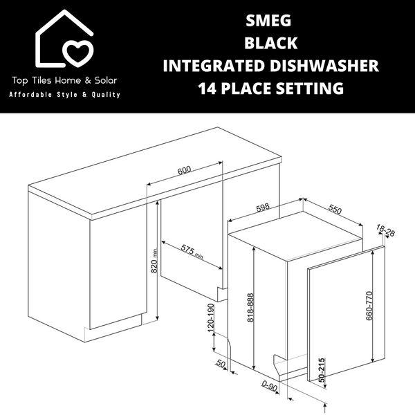 Smeg Black Integrated Dishwasher - 14 Place Setting