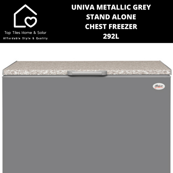 Univa Metallic Grey Stand Alone Chest Freezer - 292L