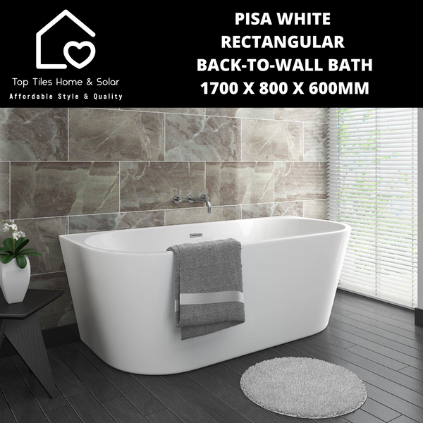 Pisa White Rectangular Back-To-Wall Curved Bath - 1700 x 800 x 600mm