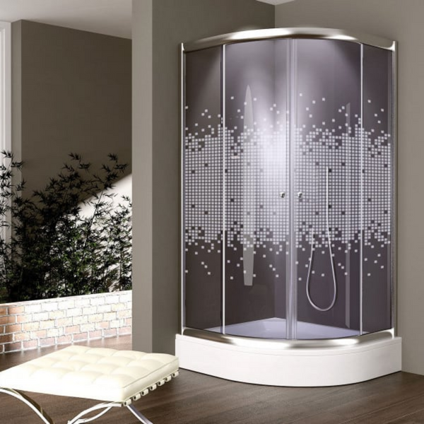 Chrome Quadrant Shower Cubicle Mosaic Pattern - 900 x 900 x 1850mm