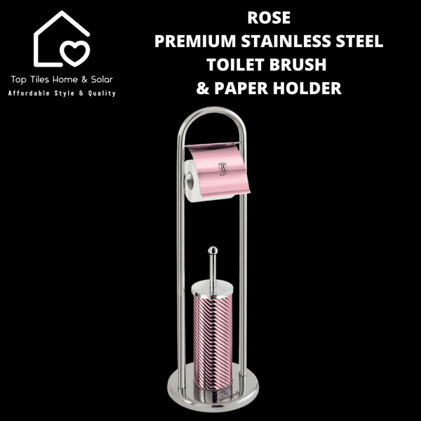 Rose Premium Stainless Steel Toilet Brush & Paper Holder