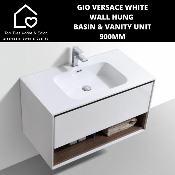 Gio Versace White Wall Hung Basin & Vanity Unit -  900mm