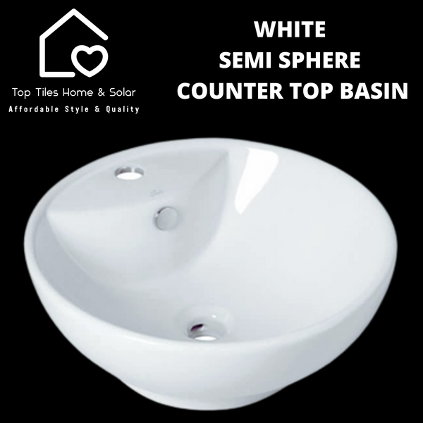 White Semi Sphere Counter Top Basin - 455mm