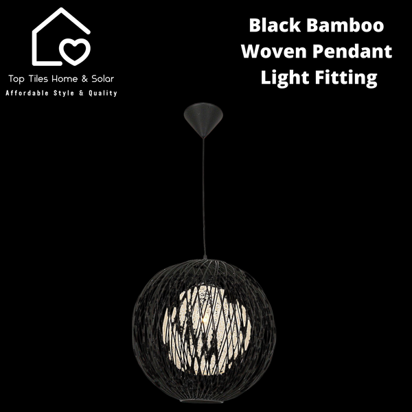 Black Bamboo Weave Pendant Light Fitting