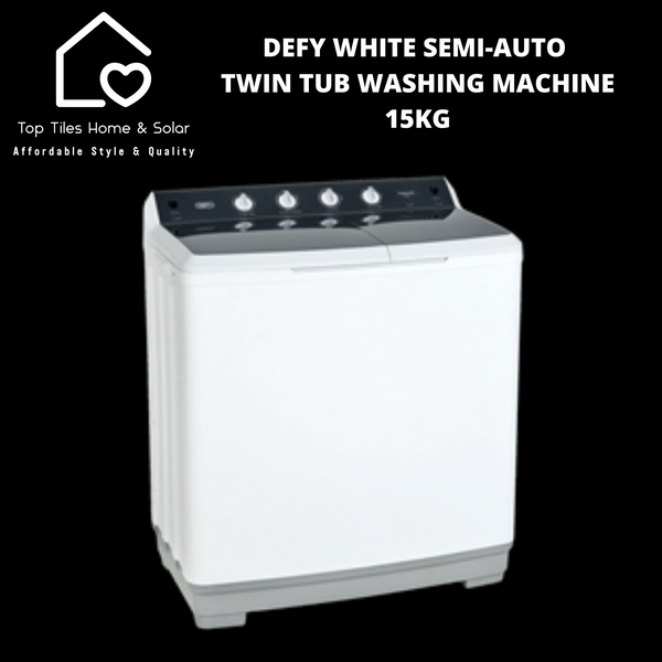 Defy White Semi-Auto Twin Tub Washing Machine - 15kg DTT152