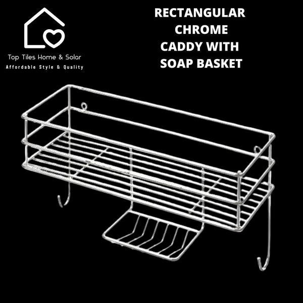 Rectangular Chrome Caddy With Soap Basket