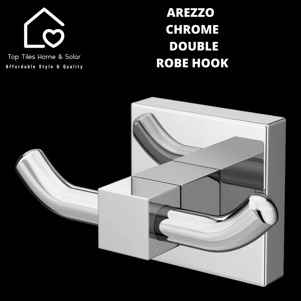 Arezzo Square Chrome Double Robe Hook – Top Tiles Home & Solar