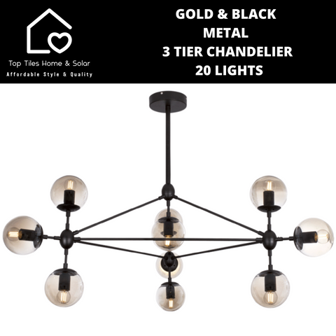 Black Metal Chandelier With Champagne Glass - 10 Lights