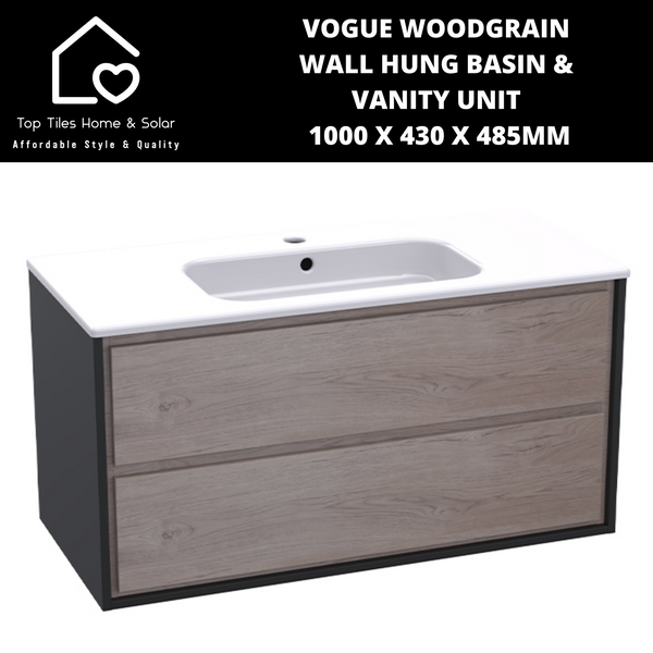 Vogue Woodgrain Wall Hung Basin & Vanity Unit - 1000 x 430 x 485mm