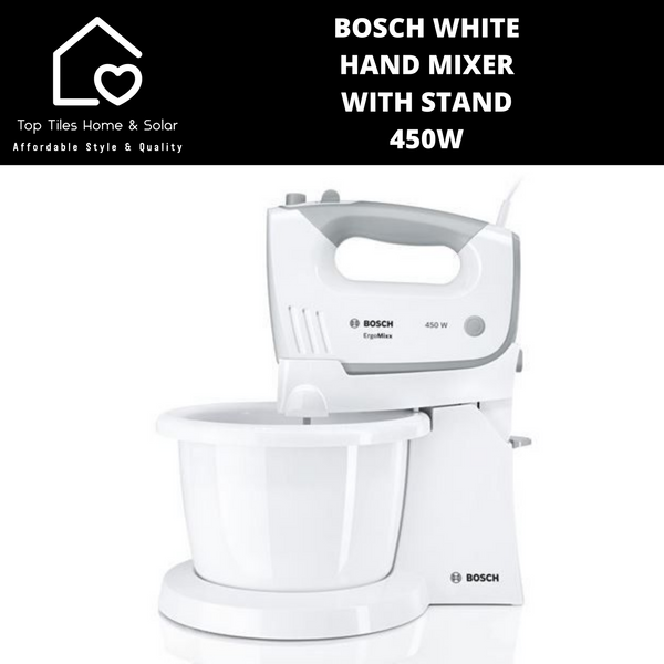 Bosch White Hand Mixer With Stand - 450W