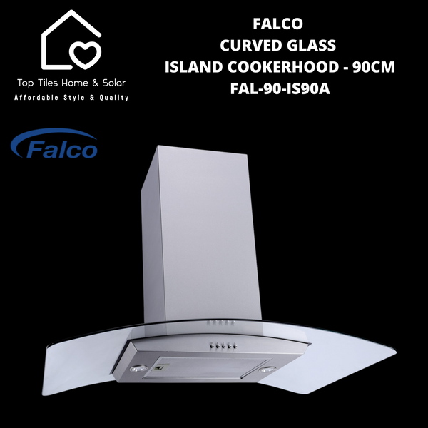 Falco Curved Glass Island Cookerhood - 90cm FAL-90-IS90A