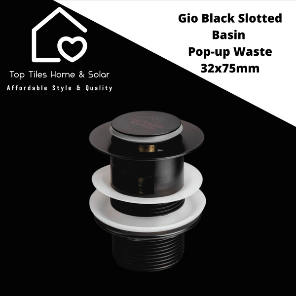 Gio Black Slotted Basin Pop-up Waste - 32x75mm