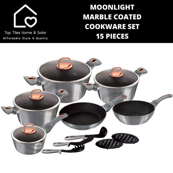 Moonlight Marble Coated Cookware Set - 15 Pieces