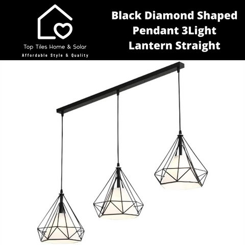 Black Diamond Shaped Pendant - 3Light Lantern Straight