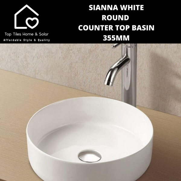 Sianna White Round Counter Top Basin 355mm