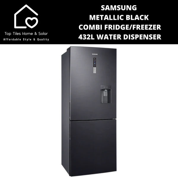 Samsung Metallic Black Combi Fridge Freezer - 432L Water Dispenser