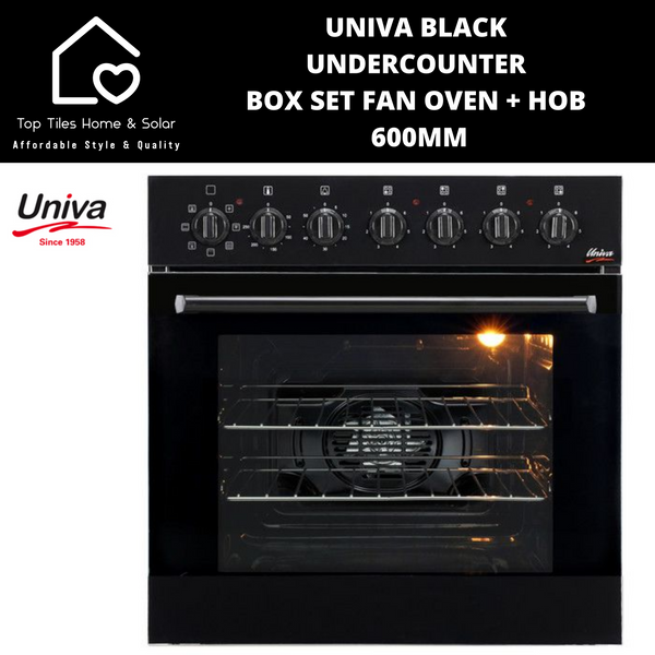 Univa Black Undercounter Box Set Fan Oven + Hob - 600mm