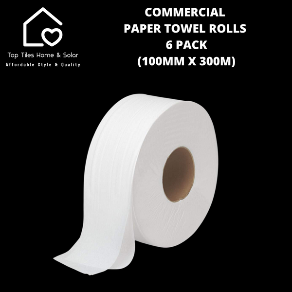 Commercial Paper Towel Rolls 6 Pack - (100mm x 300m)