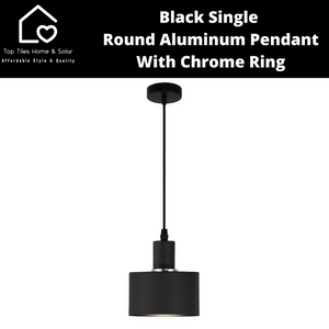 Black Single Round Aluminum Pendant with Chrome Ring