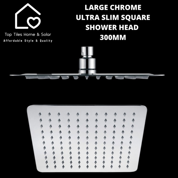 Large Chrome Ultra Slim Square Shower Head - 300mm