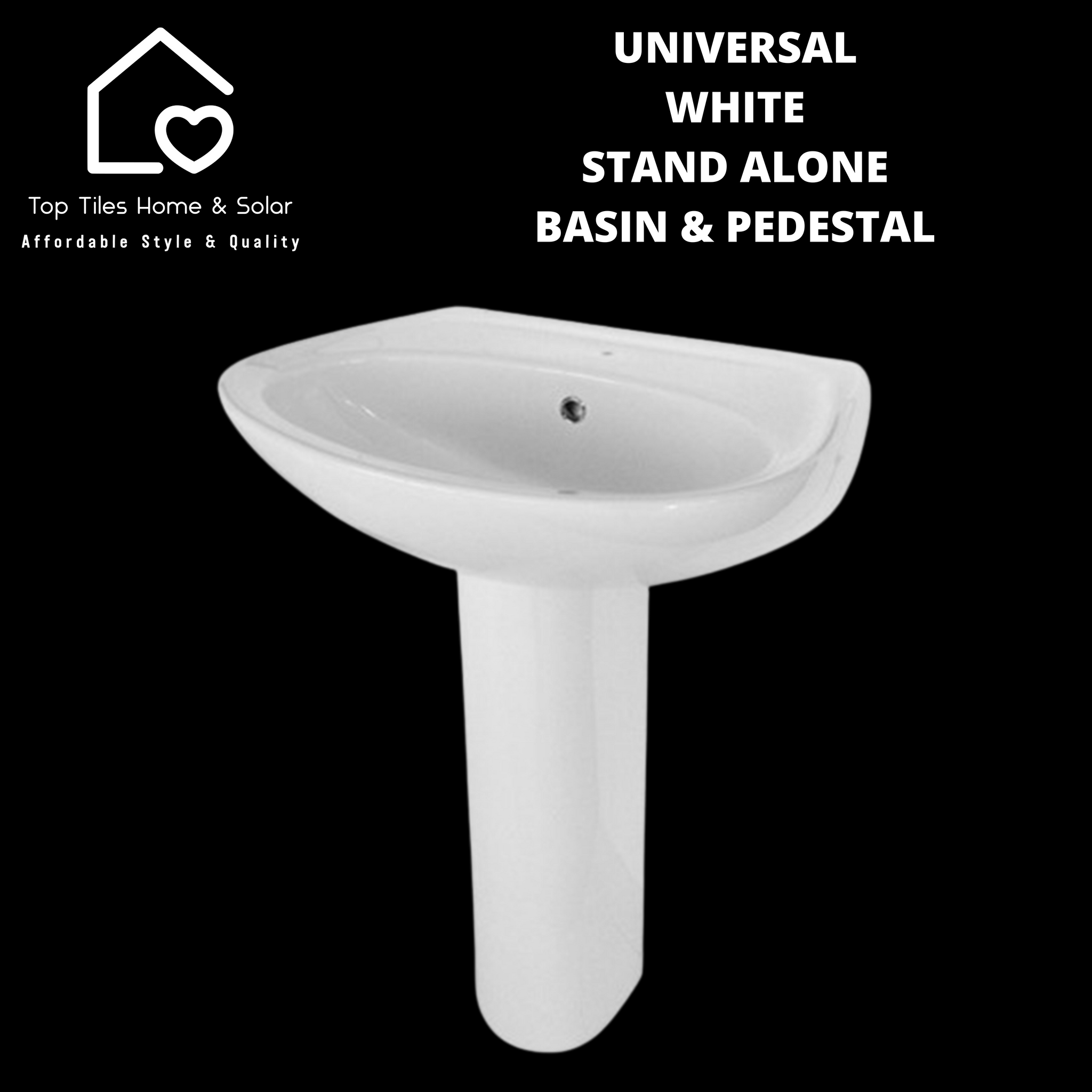 Universal White Stand Alone Basin And Pedestal