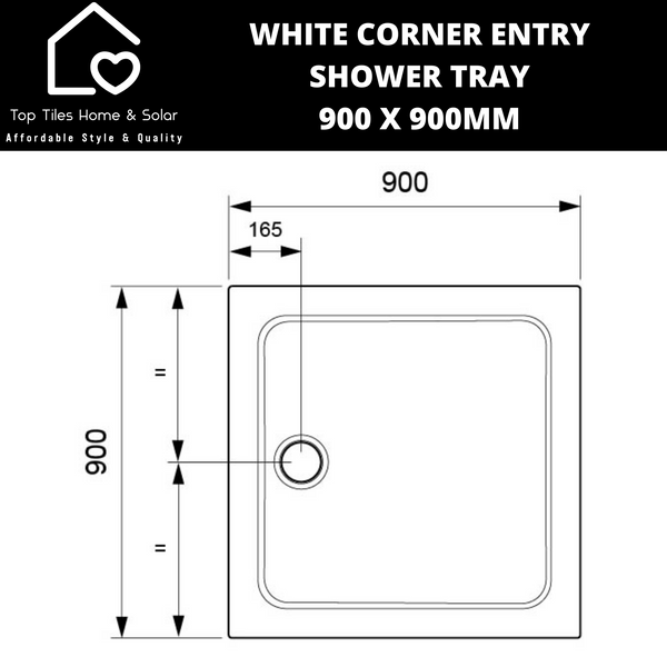 White Corner Entry Shower Tray - 900mm