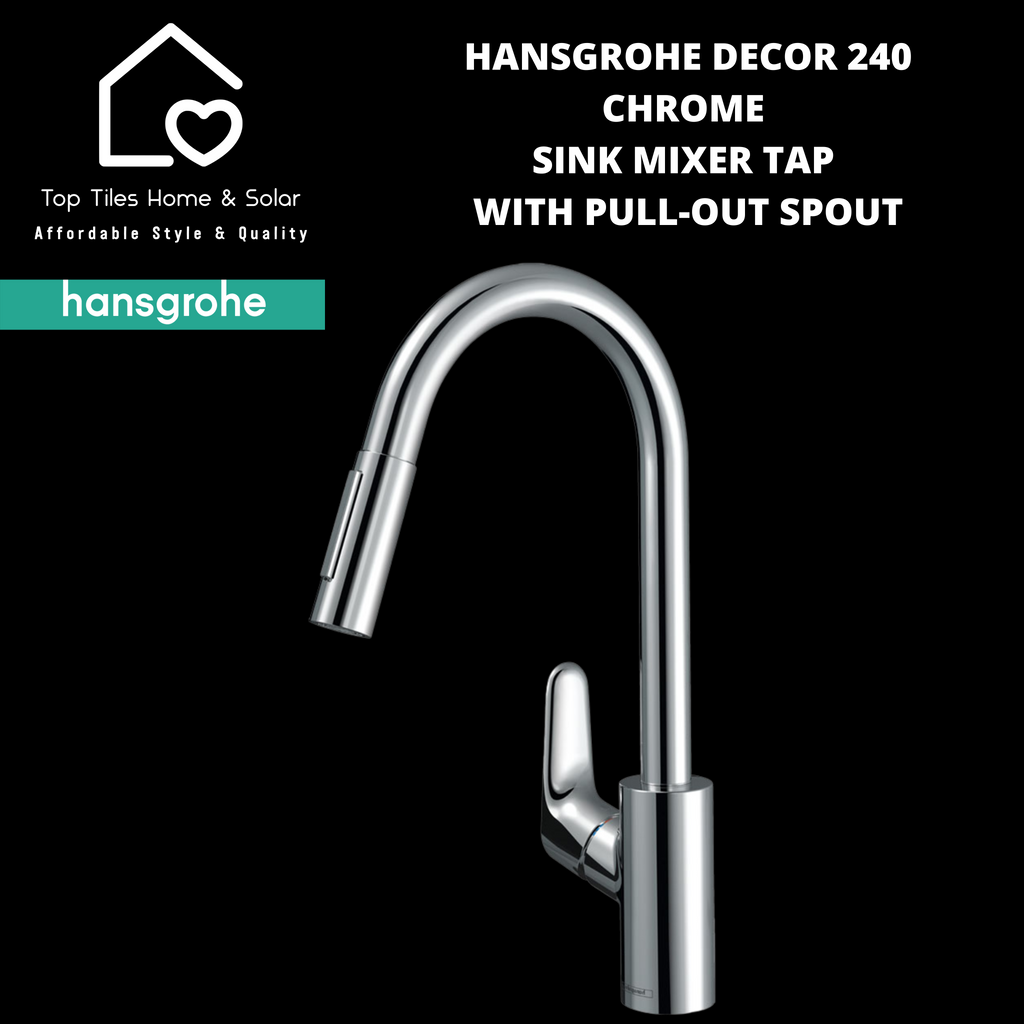 Hansgrohe Decor 240 Chrome Sink Mixer Tap with Pull-Out Spout – Top ...