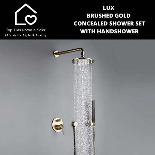 Lux Brushed Gold Concealed Shower Set - With Handshower