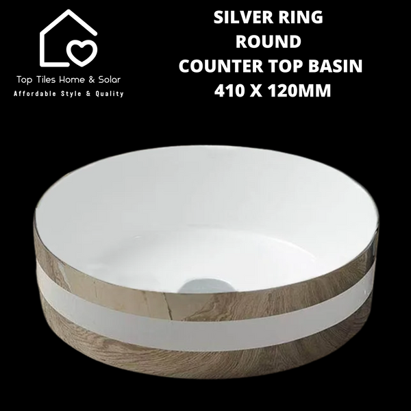 Silver Ring Round Counter Top Basin - 410 x 120mm