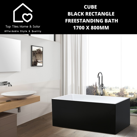 Cube Black Rectangle Freestanding Bath - 1700 x 800mm