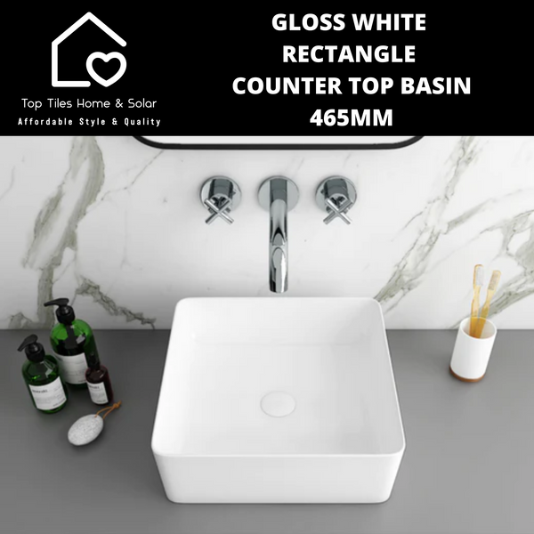 Gloss White Square Counter Top Basin - 465mm