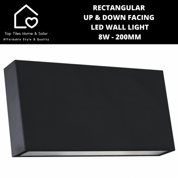 Rectangular Up & Down Facing LED Wall Light - 8W 200mm