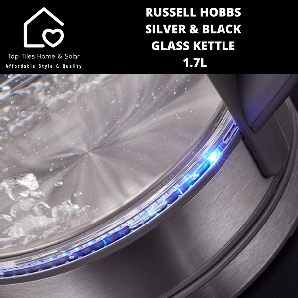 Russell Hobbs Silver & Black Illuminating Glass Kettle - 1.7L