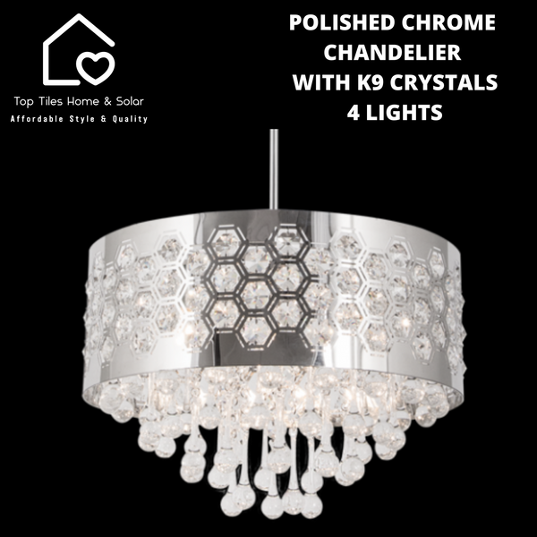 Polished Chrome Chandelier With K9 Crystals - 4 Lights