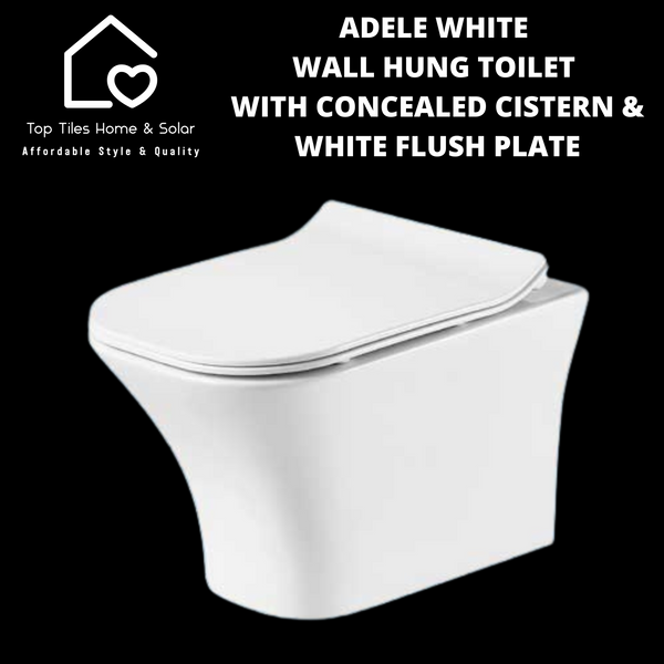 Adele White Wall Hung Toilet with Concealed Cistern & White Flush Plate